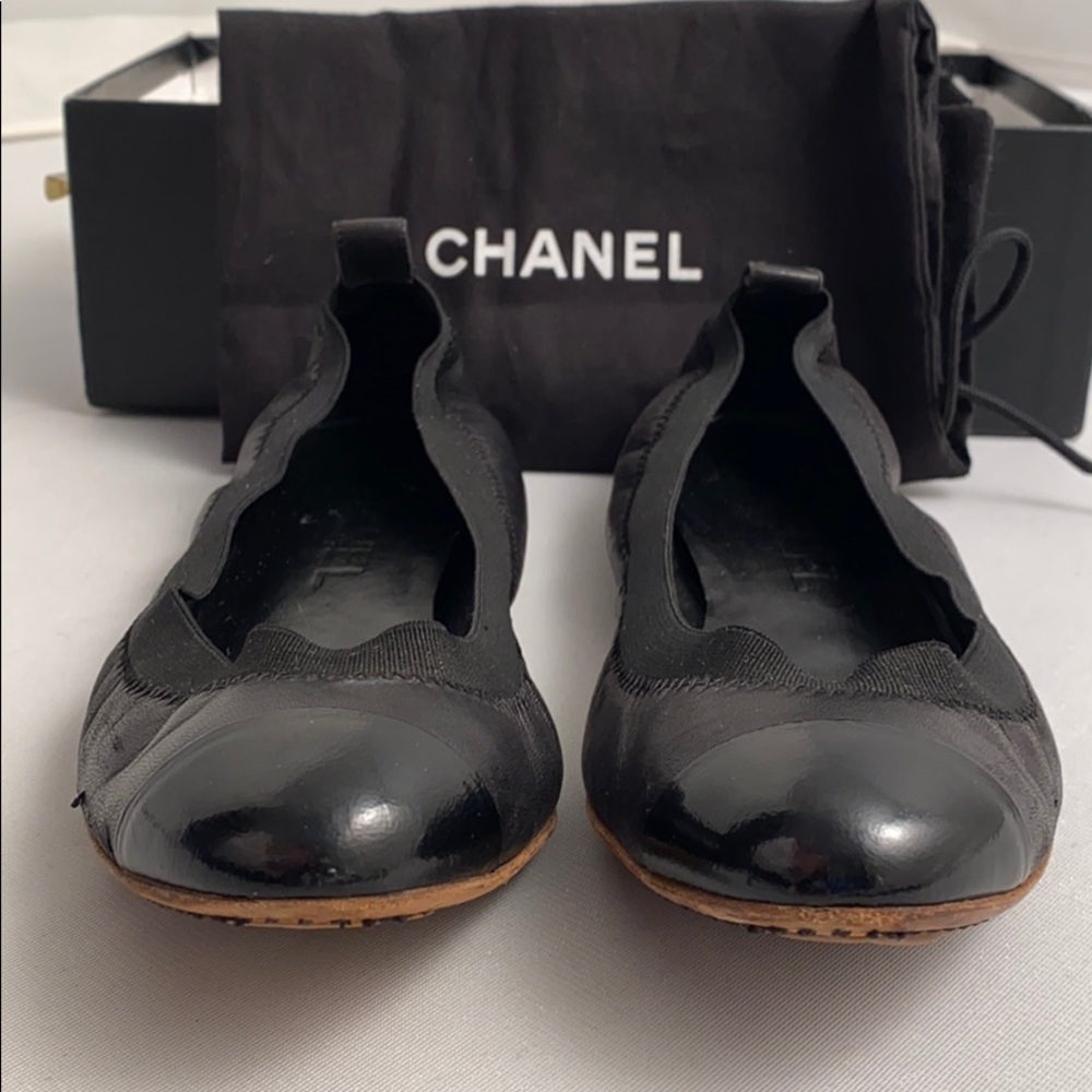 Chanel black classic elastic ballet flats 7 - Picture 3 of 15